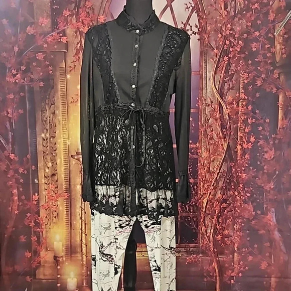 Black lace blouse by Passion Concept Size Large - Picture 1 of 7